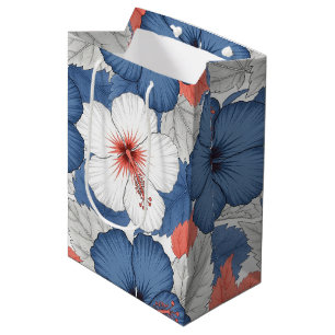 Coastal Tropical Hibiscus Pattern (1) Medium Gift Bag