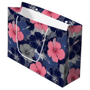 Coastal Tropical Hibiscus Pattern (2) Large Gift Bag