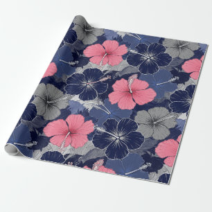 Coastal Tropical Hibiscus Pattern (2) Wrapping Paper