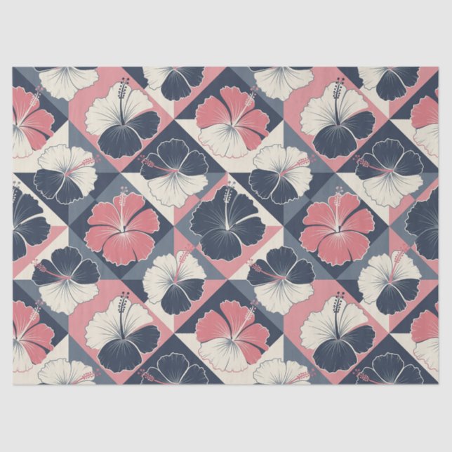 Coastal Tropical Hibiscus Pattern (3) Tissue Paper (Front)