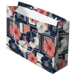 Coastal Tropical Hibiscus Pattern (4) Large Gift Bag