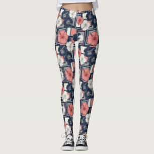 Coastal Tropical Hibiscus Pattern (4) Leggings