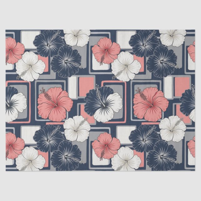 Coastal Tropical Hibiscus Pattern (4) Tissue Paper (Front)