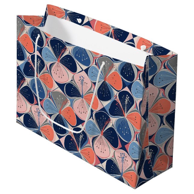 Coastal Tropical Hibiscus Pattern (7) Large Gift Bag (Front Angled)