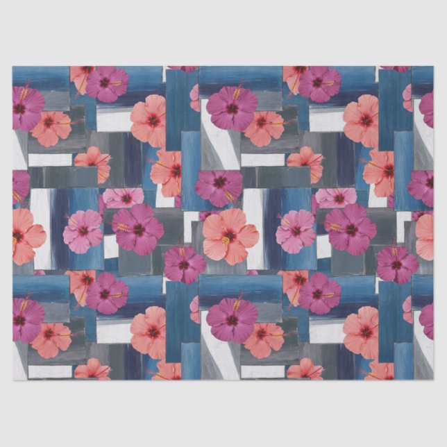 Coastal Tropical Hibiscus Pattern (9) Tissue Paper (Front)