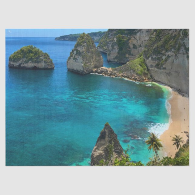 Coastal Tropical Island Paradise Beach Tissue Paper (Front)