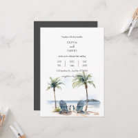 Coastal Tropical Palm Trees Beach Chairs wedding 