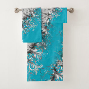 Coastal Turquoise Grey Towel Set