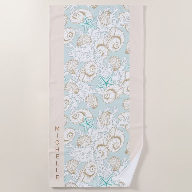 coastal turquoise sand beach Monogram beach towel (Front)