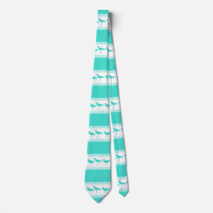 Coastal Turquoise White Sandpiper Birds Pattern Tie