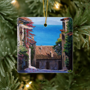 Coastal Tuscany Street View Ceramic Ornament
