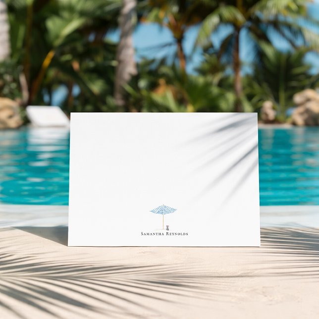 Coastal Umbrella Dog Minimal Monogram Card (Creator Uploaded)