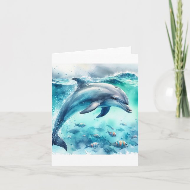 Coastal Under the Sea Dolphin Thank You Card (Front)