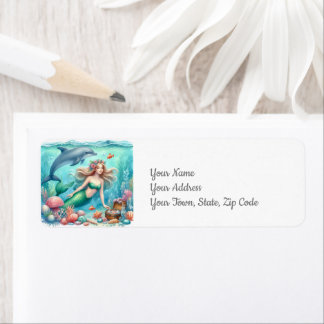 Coastal Under the Sea Mermaid Ocean Return Address Label