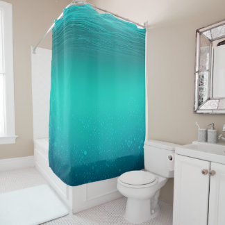 Coastal Underwater Sea Teal Blue Aqua Shower Curtain