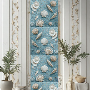 Coastal Underwater Seashell Blue Ocean Aquamarine  Ceramic Tile