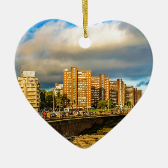 Coastal Urban Scene, Montevideo, Uruguay Ceramic Ornament