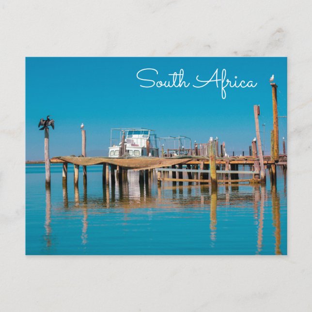 Coastal Velddrif South Africa Landscape Boat Birds Postcard (Front)