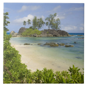 Coastal view on Mahe Island Ceramic Tile