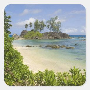Coastal view on Mahe Island Square Sticker