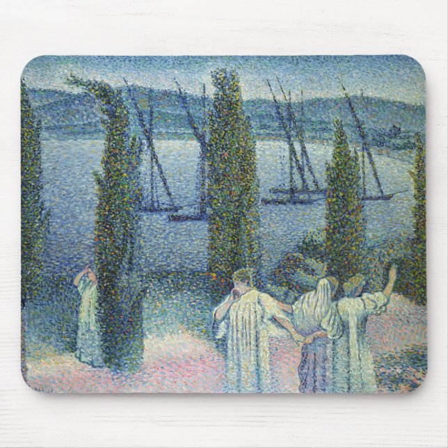 Coastal View with Cypress Trees, 1896 Mouse Pad (Front)