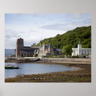 Coastal view with historic buildings, Oban, Poster