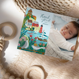 Coastal Village Baby Shower Photo Thank you Postcard