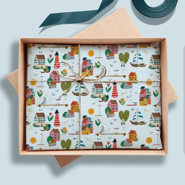 Coastal Village Blue Baby Shower Party Tissue Paper (Coastal Village Blue Baby Shower Party Tissue Paper)