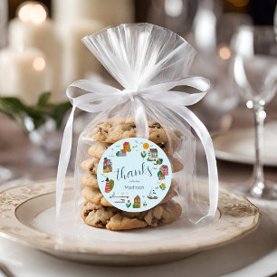 Coastal Village Blue Boy Nautical Baby Shower Classic Round Sticker