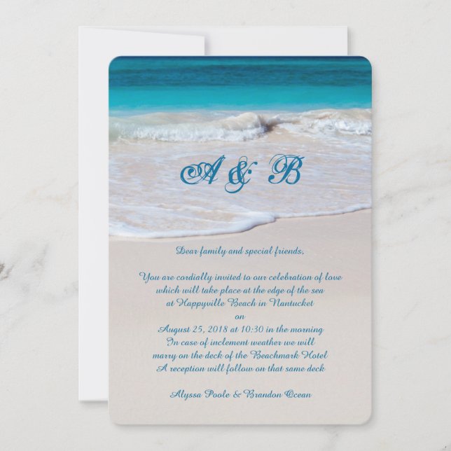 Coastal Vows Wedding Letter From Couple Invitation (Front)