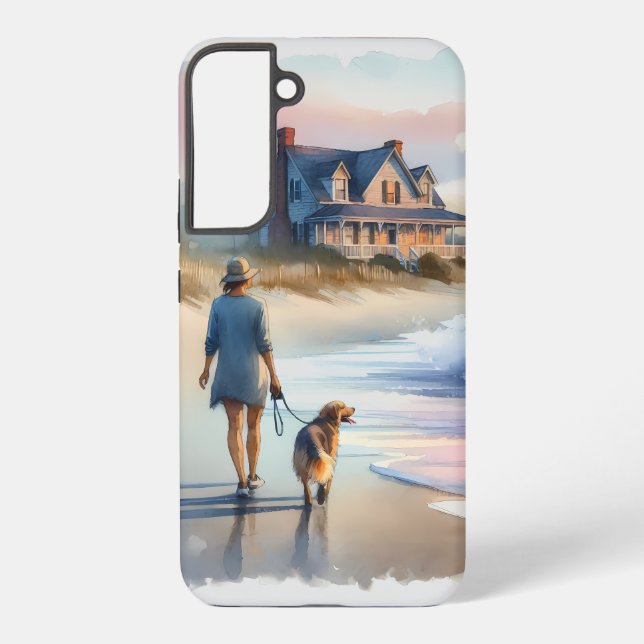 Coastal Walk to Lighthouse at Sunset Samsung Galaxy S22+ Case (Back)