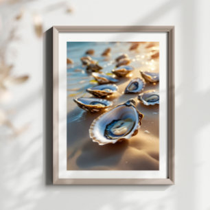 Coastal Wall Art Oyster Shells on the Shore