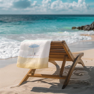 Coastal Watercolor Beach Umbrella Dog Towel