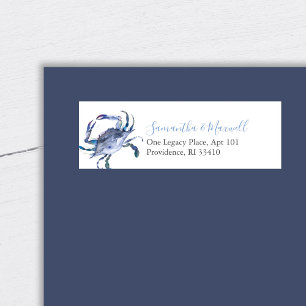 Coastal Watercolor Blue Crab Address Labels