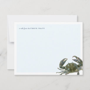 Coastal Watercolor Blue Crab Personal Stationery Card