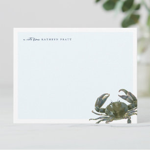 Coastal Watercolor Blue Crab Personal Stationery Card