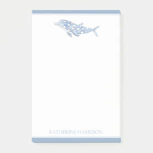 Coastal Watercolor Blue Polka Dot Dolphin Post-it Notes