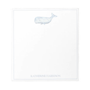 Coastal Watercolor Blue Whale Personalised Notepad