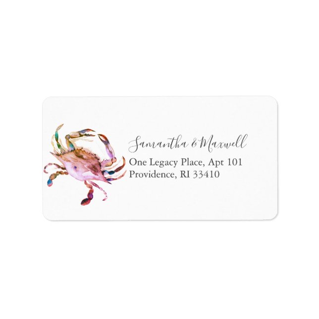 Coastal Watercolor Crab Address Labels (Front)