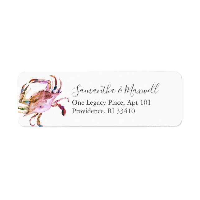 Coastal Watercolor Crab Address Labels (Front)
