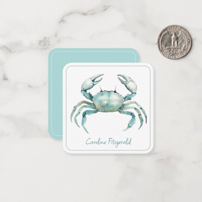 Coastal Watercolor Crab Personalised Card (Front/Back In Situ)