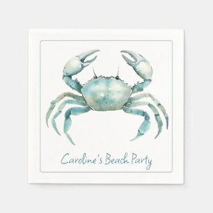 Coastal Watercolor Crab Personalised Napkin