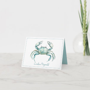 Coastal Watercolor Crab Personalised Note Card