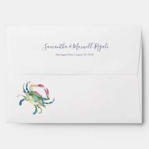 Coastal Watercolor Crab Return Address Envelopes