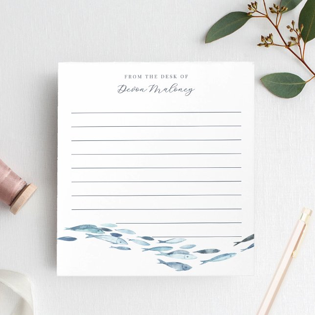 Coastal Watercolor Fish Personalised Lined Notepad (Creator Uploaded)