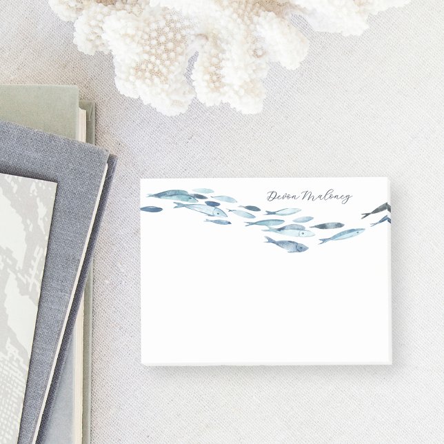 Coastal Watercolor Fish Personalised Post-it Notes (Creator Uploaded)