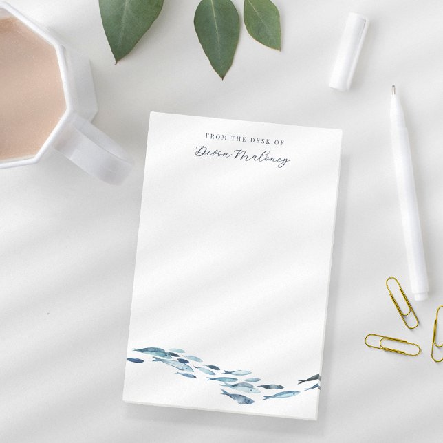 Coastal Watercolor Fish Personalised Post-it Notes (Creator Uploaded)