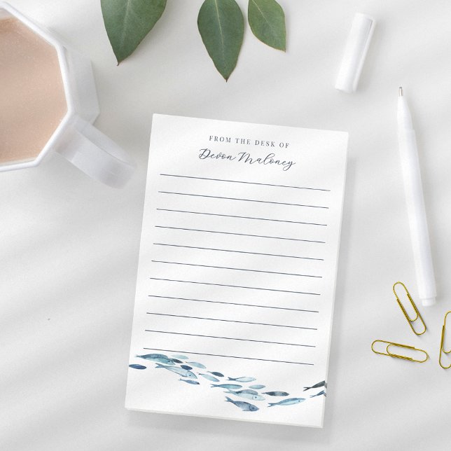 Coastal Watercolor Fish Personalised Post-it Notes (Creator Uploaded)