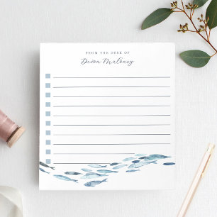 Coastal Watercolor Fish Personalized Lined To-Do Notepad