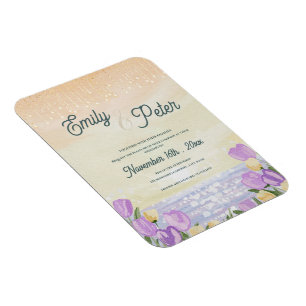 Coastal Watercolor Floral Wedding Invitation Magnet